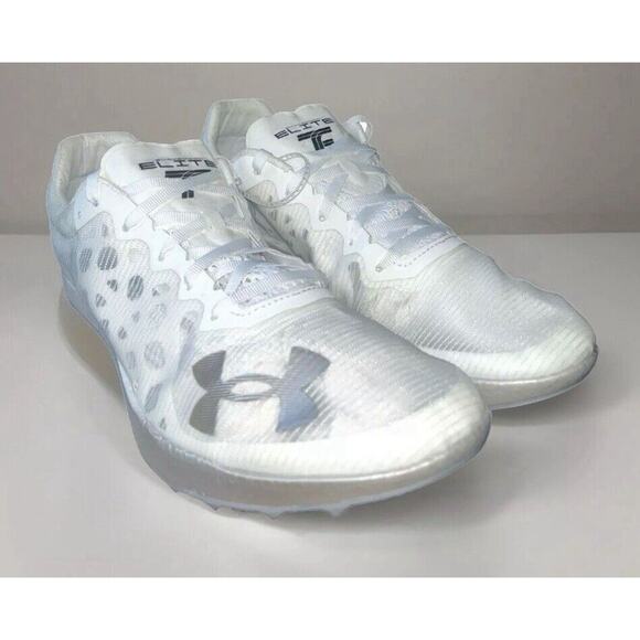 Under Armour Shakedown Elite White Track Field Race Run Spikes Shoes Mens 9.5